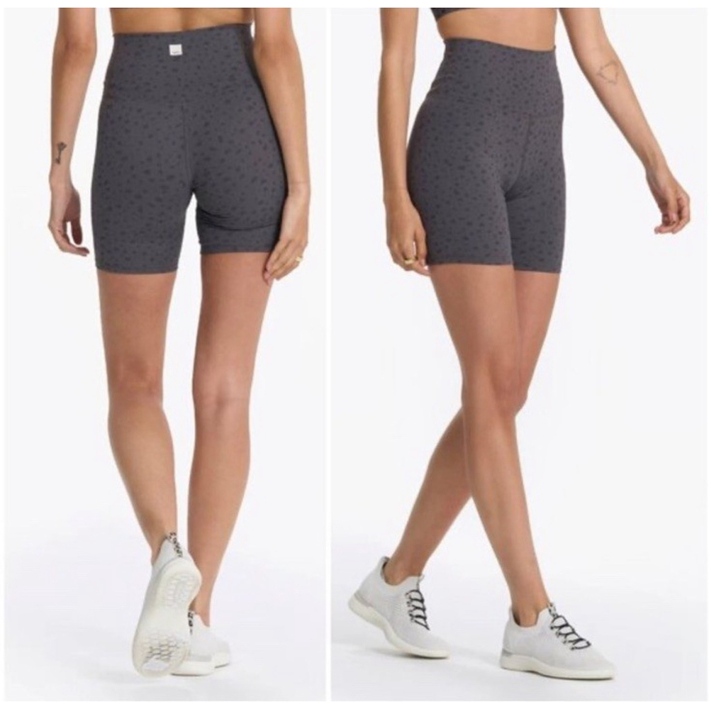 Vuori Studio Shorts 6” Printed Elm Dot Small Gray Black Hi-Rise LKNEW Gym Yoga